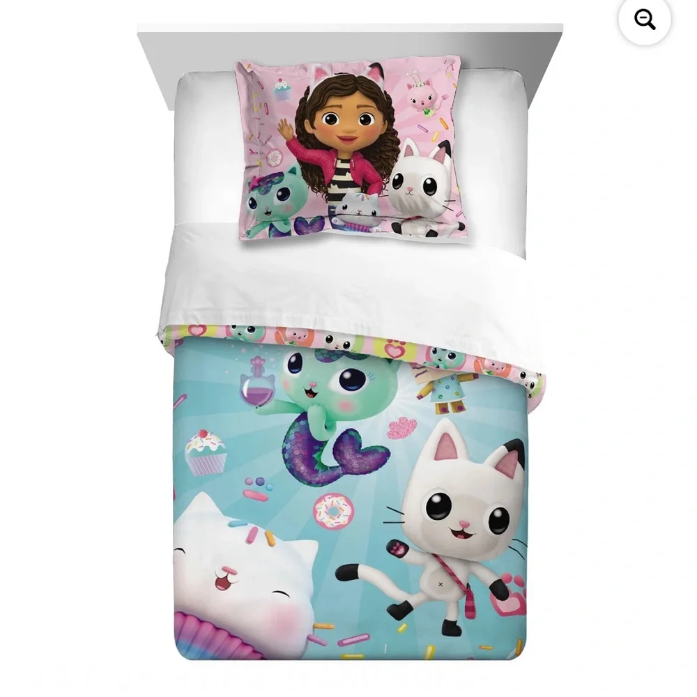 Gabby'S Dollhouse Kids 2-Piece Twin/Full Comforter Set, Reversible, Microfiber